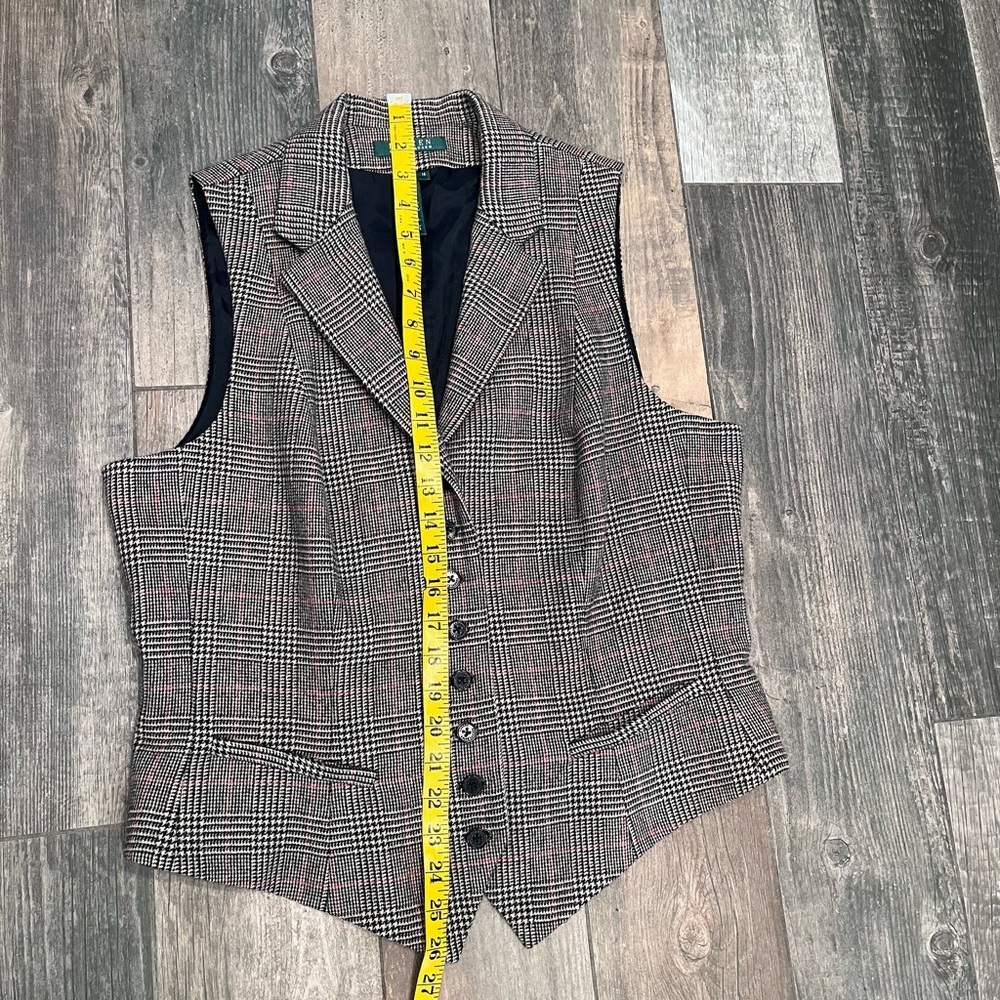 Lauren Ralph Lauren Sz 14 Glen Plaid Herringbone Wool Angora Vest Waistcoat - Picture 6 of 11